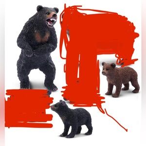 Toymany 3PCS Bear Figurines, Realistic Forest Animals Bear Family Figures